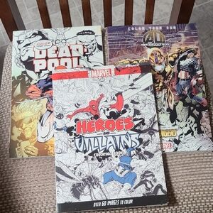 Marvel Heroes and Villains, Avengers & Dead Pool Coloring Book Set Of 3